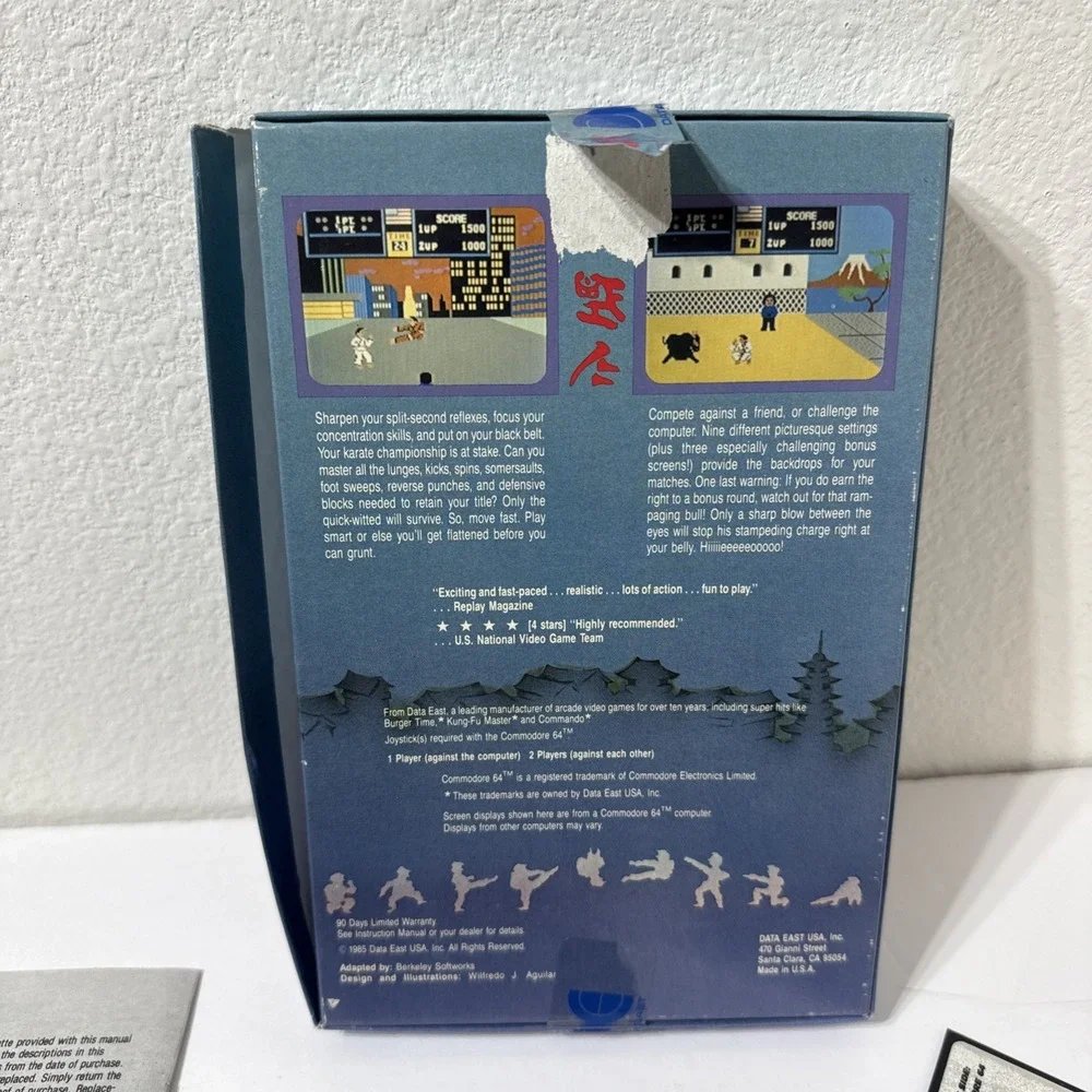 1985 KARATE CHAMP C64/128 Data East Apple Series Box Floppy Disk Inserts Vintage